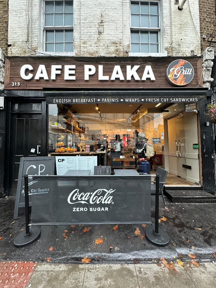 Cafe Plaka entrance in London