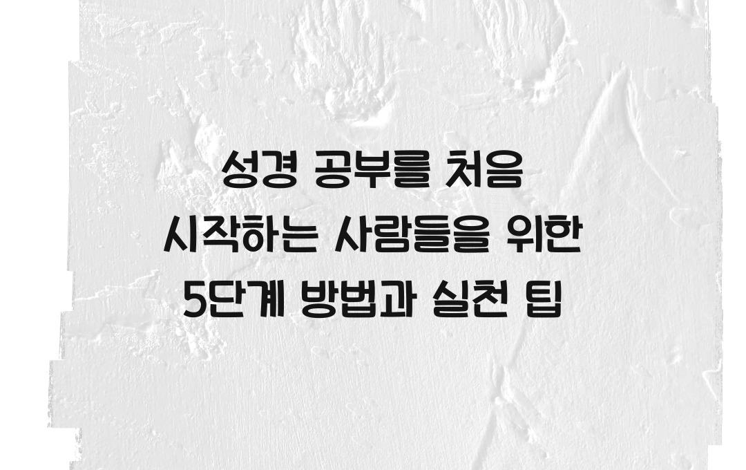 성경 공부를 처음 시작하는 사람들을 위한 5단계 방법