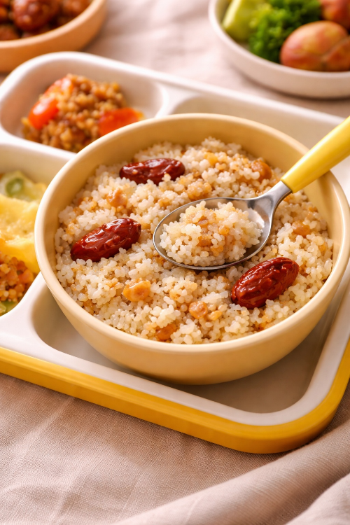 아기 보양식 닭고기 밤 대추 진밥 완성 농도와 12개월 식단