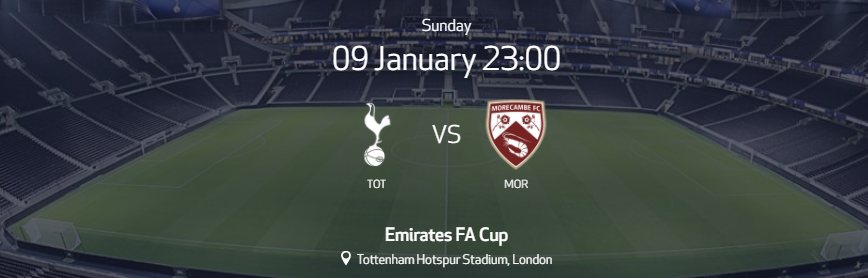 토트넘 VS 모어캠비 경기 일정