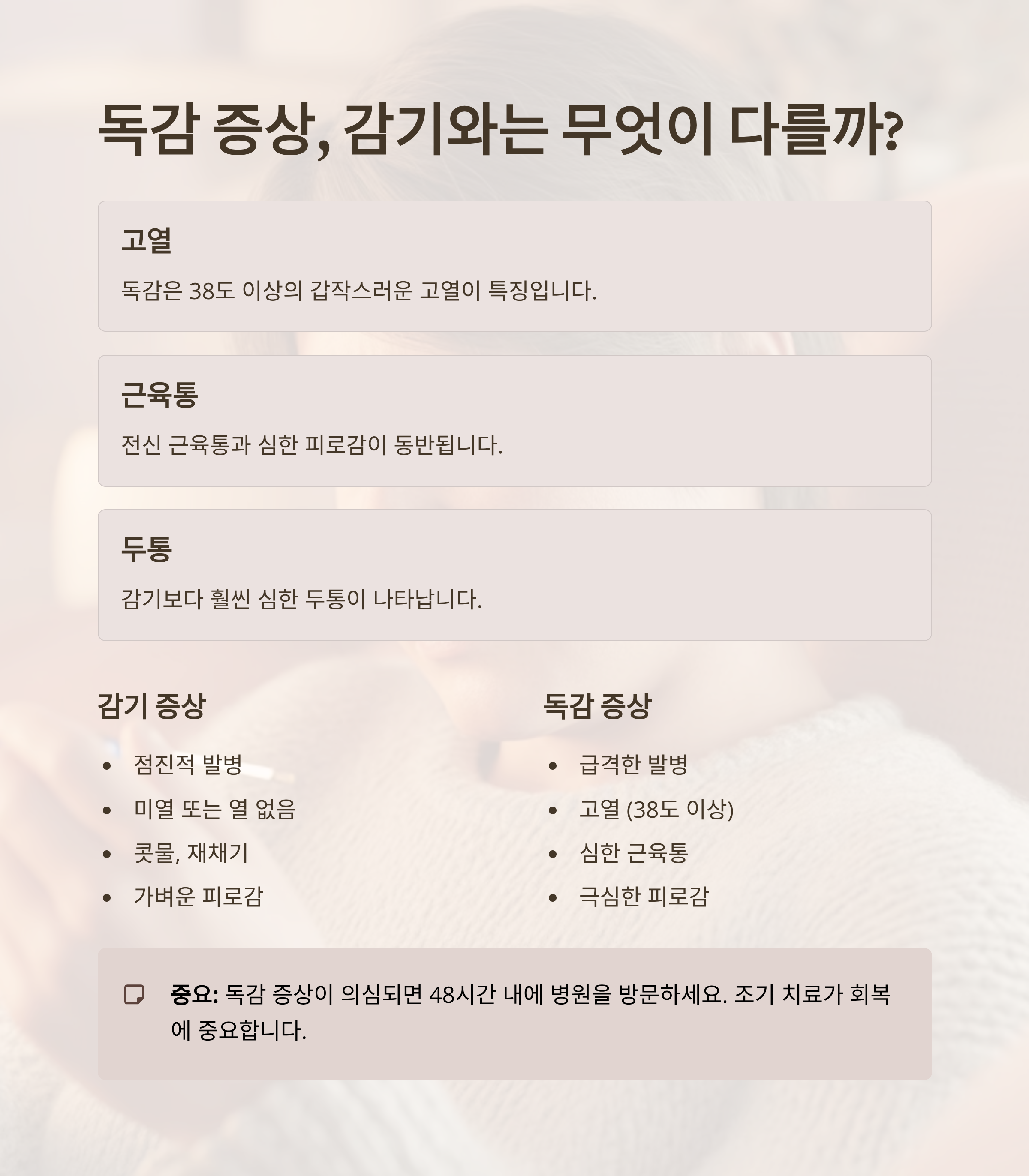 독감 증상, 감기와는 무엇이 다를까?