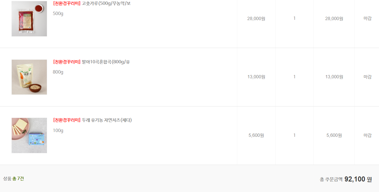 임산부 친환경 농산물 꾸러미