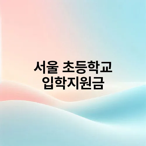 서울 초등학교 입학지원금