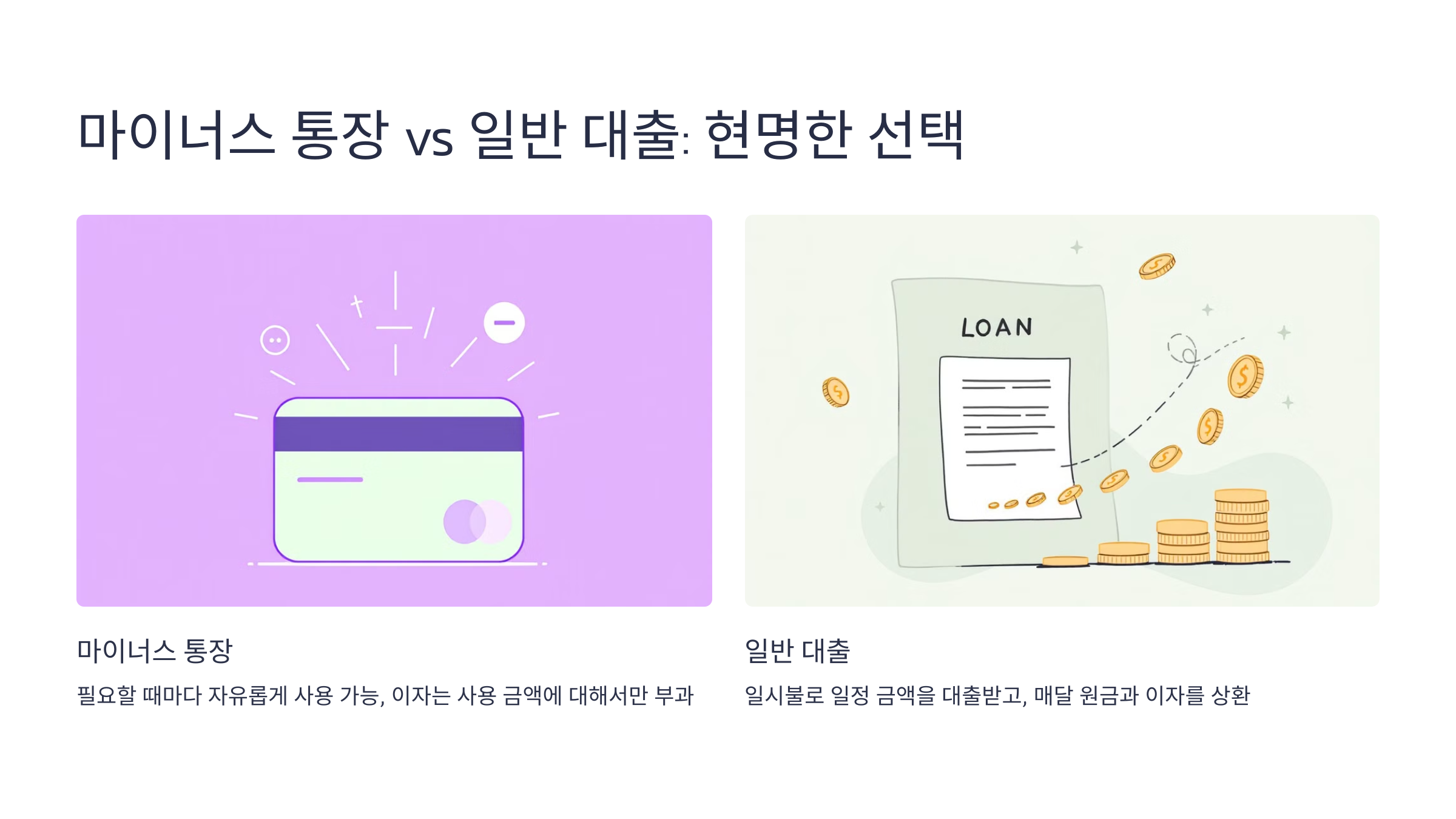 마이너스 통장과 대출의 차이점,효율적으로 사용하는 법은