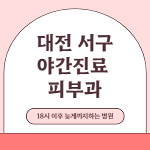 대전 서구 야간진료 늦게까지 하는 피부과 병원 (18시 이후 늦게까지하는 병원)