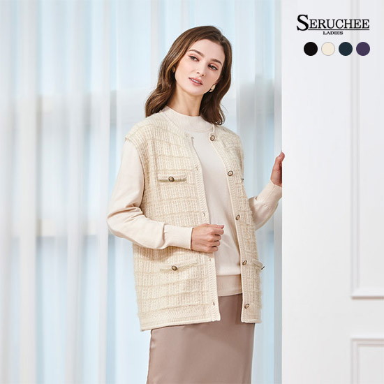 세루치레이디스 트위드 베스트+니트 풀오버 2종 세트