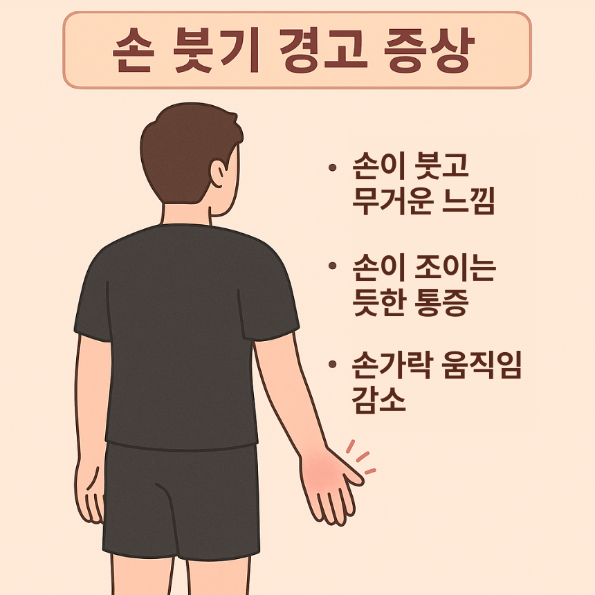 손이 붓는 경고 증상