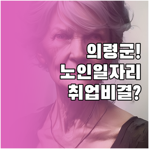 의령군 노인일자리 신청 방법 및 사회..