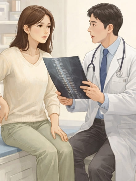 허리 진료받는 사진