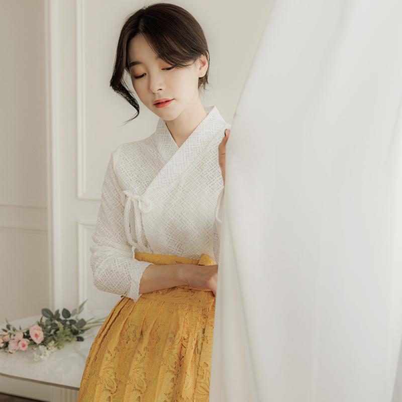 퓨전 개량 한복 저고리 데일리 시스루 하얀 화이트 저고리