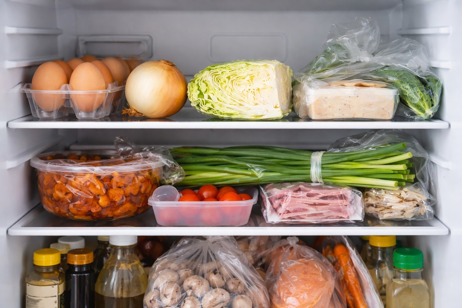 냉장고에 남아 있는 식재료 모습