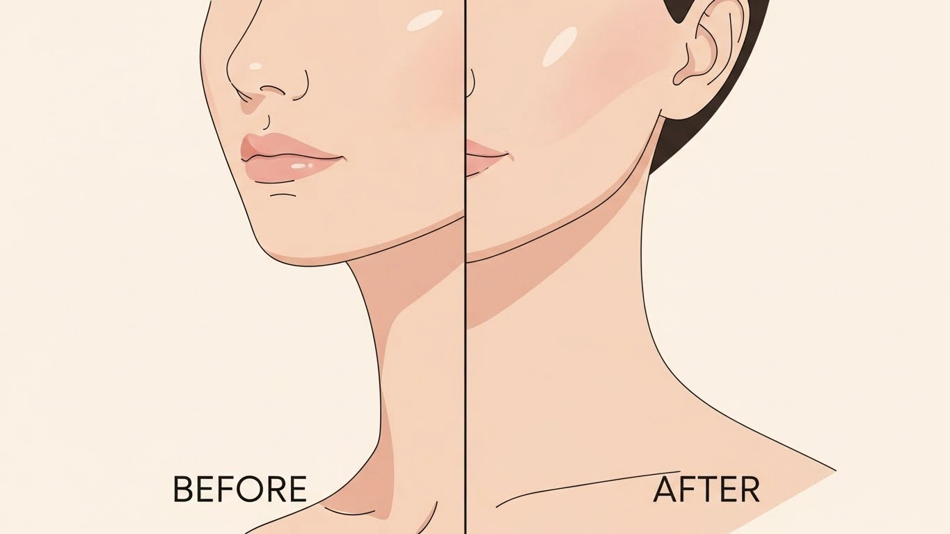턱선&middot;목선 리프팅 전후 비교 클로즈업