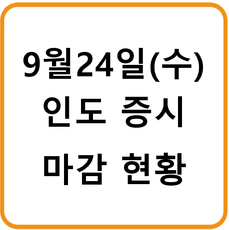 2025년 9월 24일(수) 인도증시 마감시황