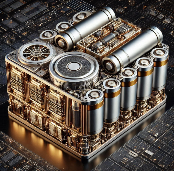 KULR ONE Space 배터리의 3D 렌더링 이미지: 우주 환경에서 사용될 수 있는 고성능, 고안전성 배터리의 외관과 내부 구조를 보여주는 상세한 그래픽