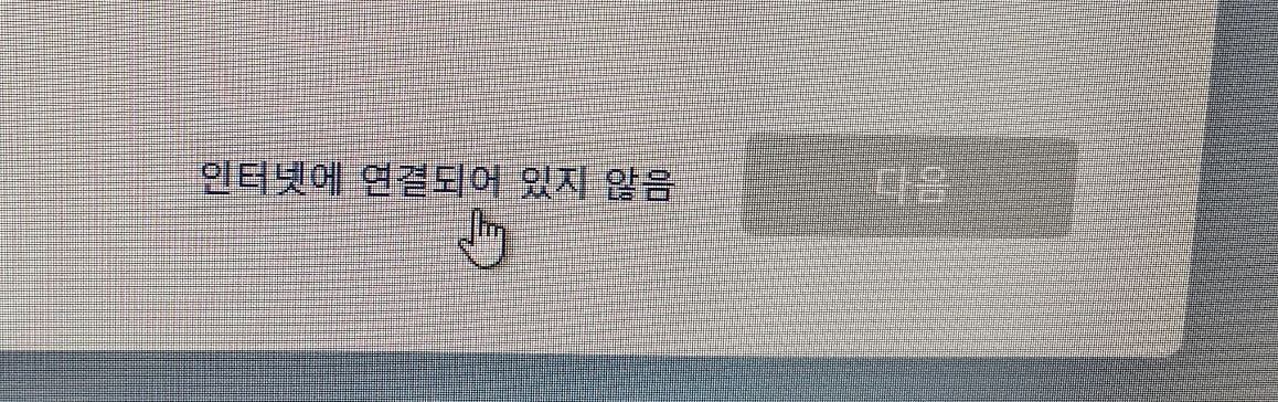 윈도우11 설정시 네트워크 설정 화면에 '인터넷에 연결되어 있지 않음' 항목 생성