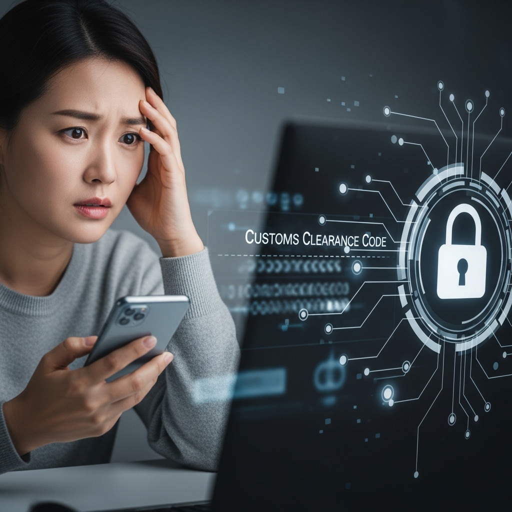 쿠팡 개인정보 유출로 불안해하는 한국인이 스마트폰과 컴퓨터 화면을 보고 있으며, 개인통관고유부호 도용 위험과 데이터 보안의 중요성을 시각적으로 표현한 이미지.