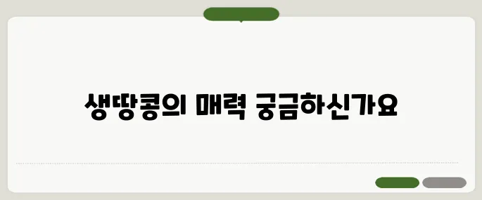 생땅콩 알아보기 지금 확인해보세요