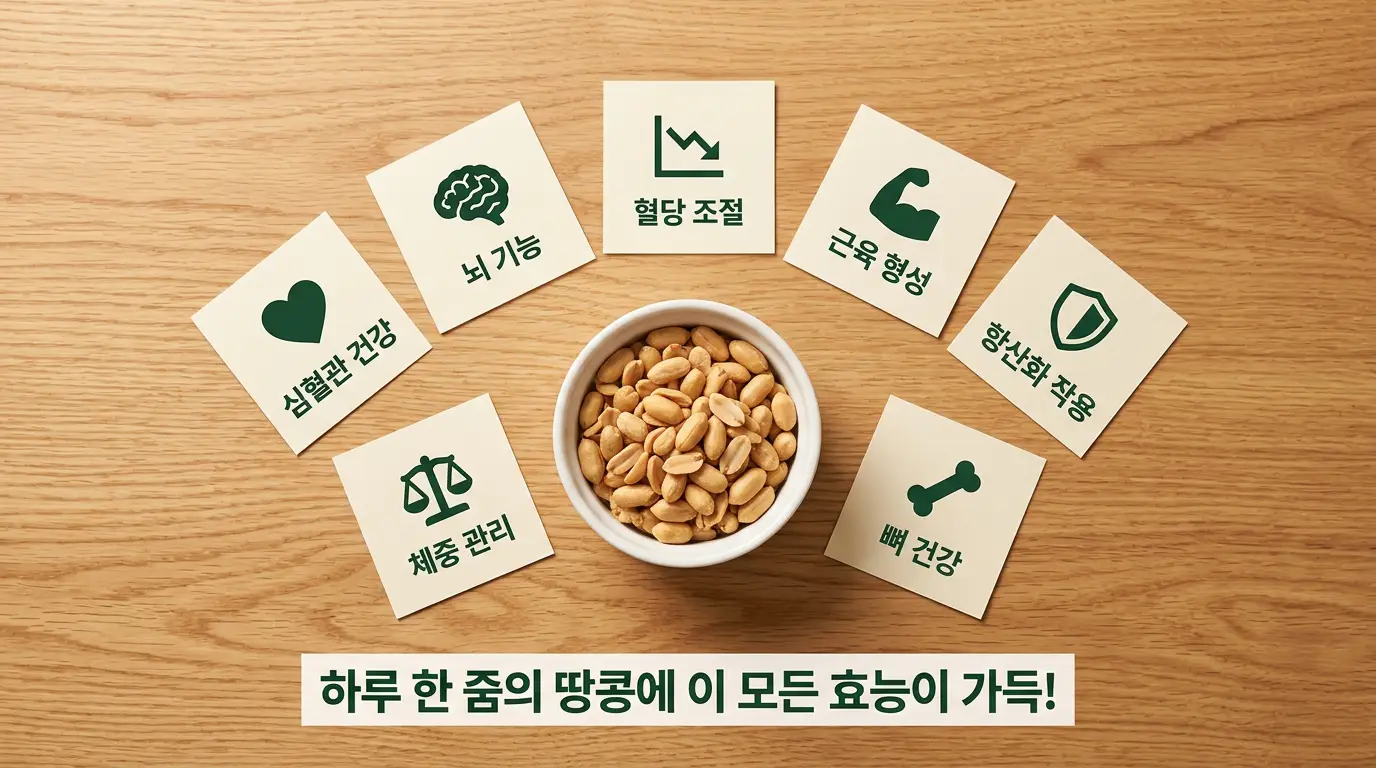 땅콩 효능 심혈관 뇌기능 혈당 근육 항산화 체중 뼈 건강 7가지