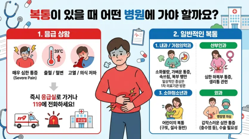 배 아플 때 내과? 외과?