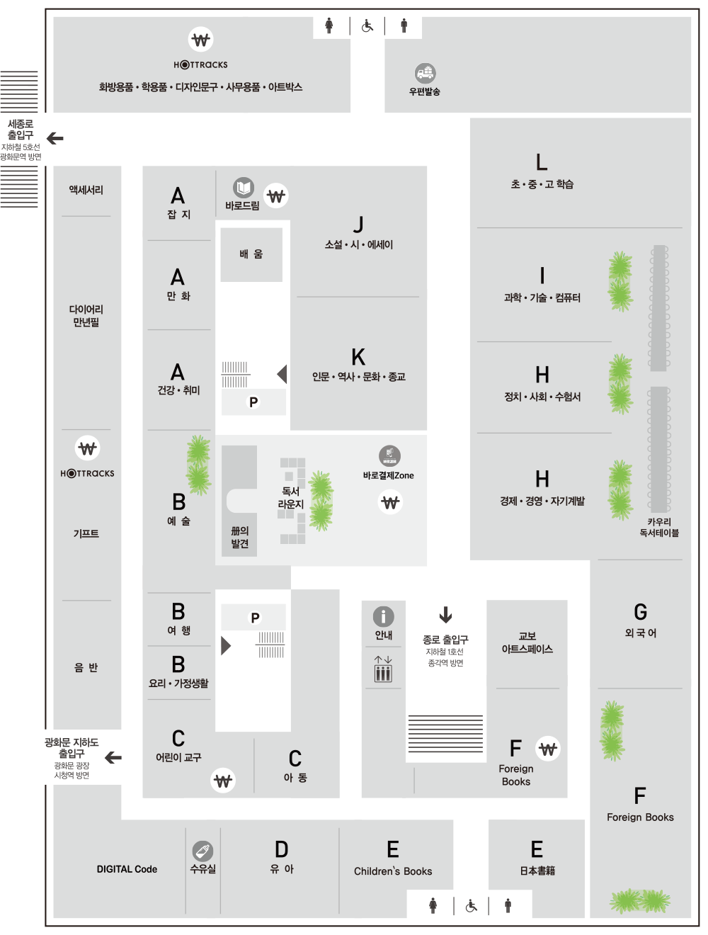 교보문고 광화문점 내부 안내도