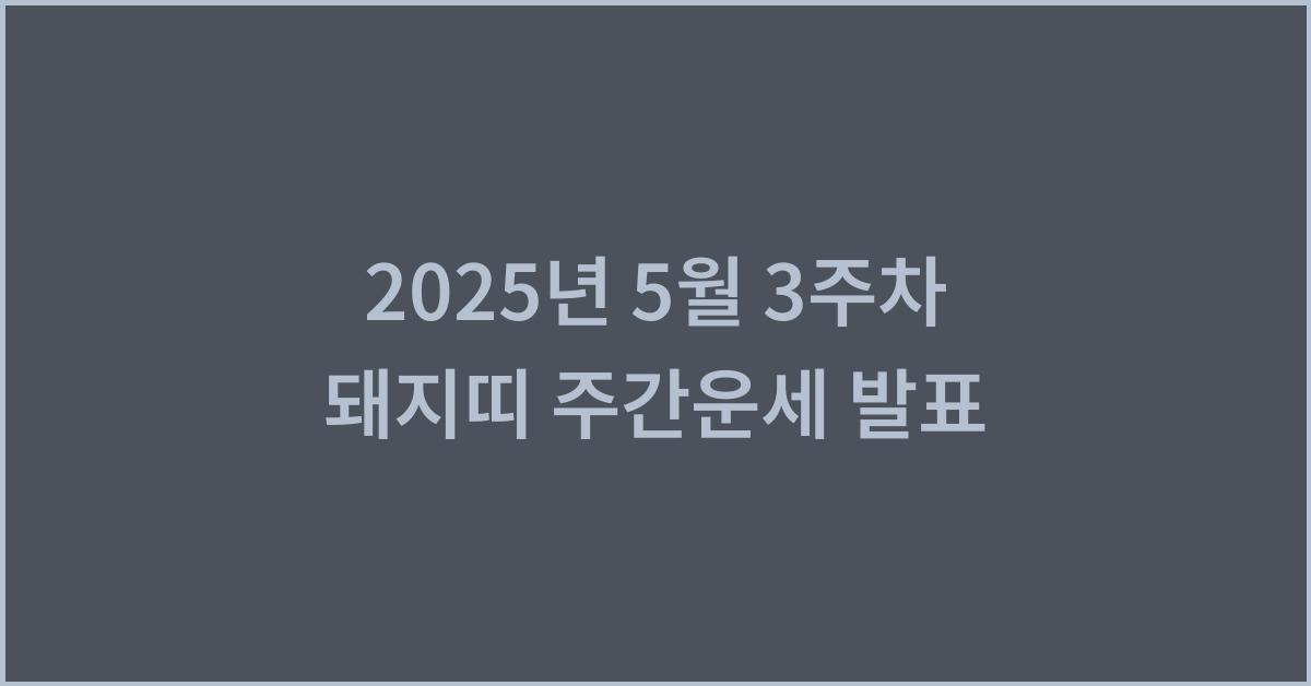 2025년 5월 3주차 돼지띠 이번주 운세