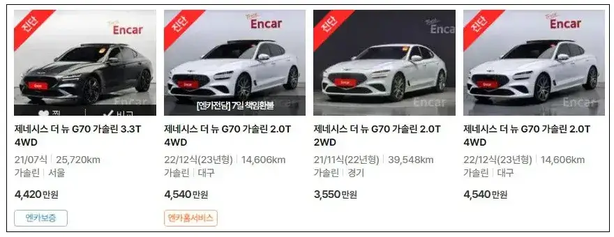 제네시스-gv70-중고차-가격