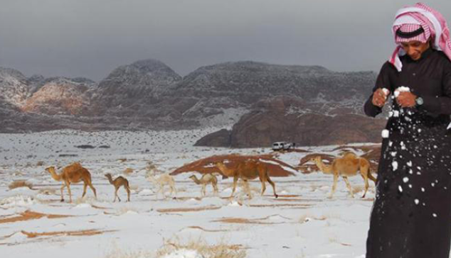 '사우디아라비아에 눈이 오다' 온돌 필요 이미지