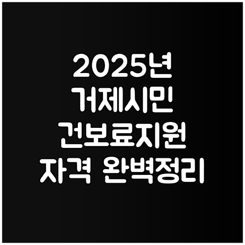 2025 거제시 저소득층 건강보험료 ..