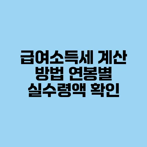 급여소득세 계산 방법 연봉별 실수령액 확인