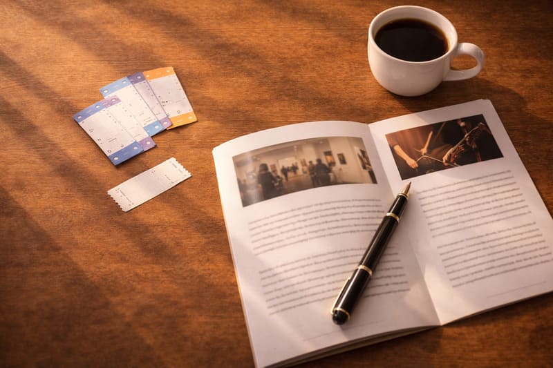 책상 위에 놓인 다이어리와 펜, 커피 한 잔. 2026년 청년문화예술패스 대상 확대 소식과 조카의 영화 관람 후기를 꼼꼼하게 정리한 기록형 포스팅 이미지