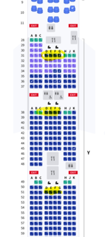 대한항공 비행기 베시넷 가능 좌석표기