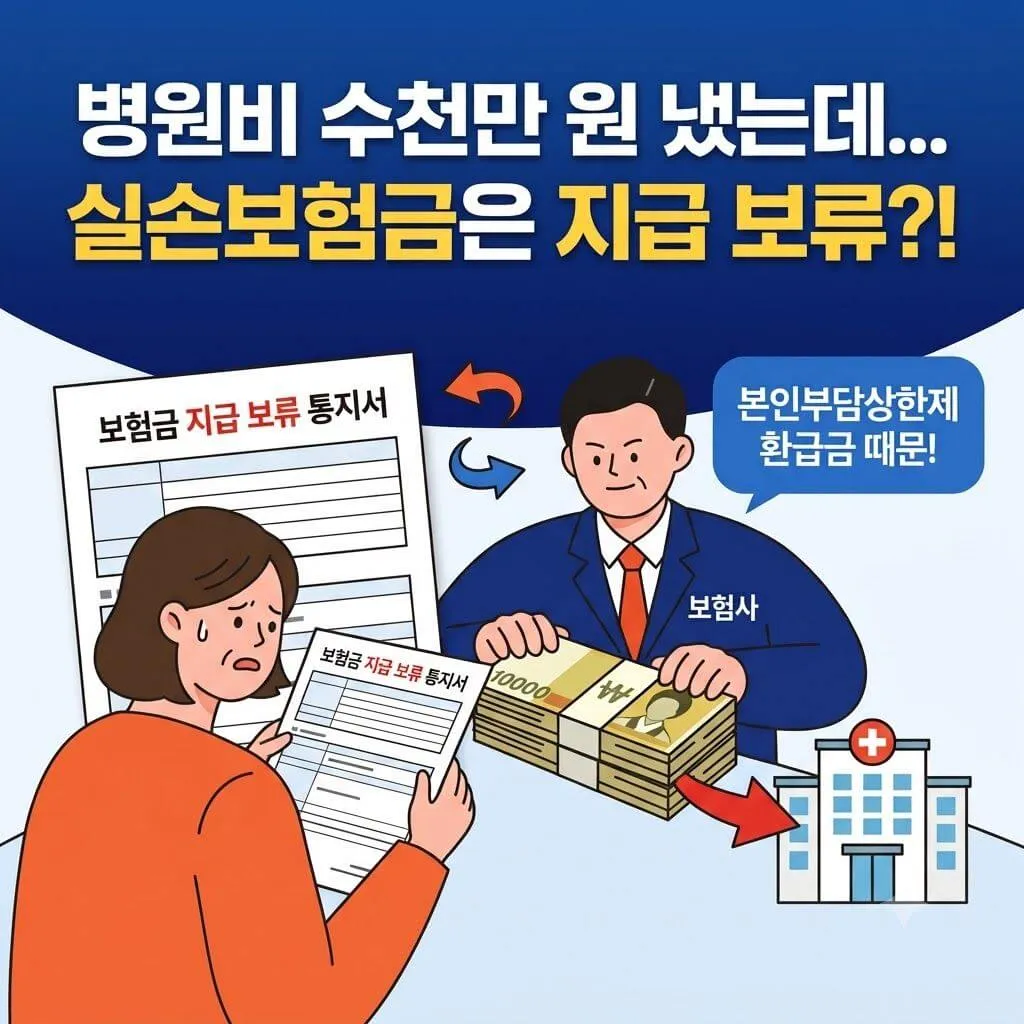 건강보험 본인부담상한제 환급금으로 인한 실손보험금 지급 보류 및 병원비 분쟁 해결 안내