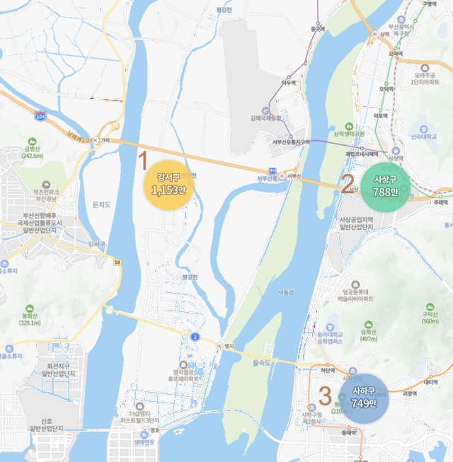 강서구 인접 구별 아파트 평균 시세