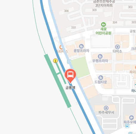 금릉역에서 인천공항 리무진 공항버스(5600번) 지도 위치