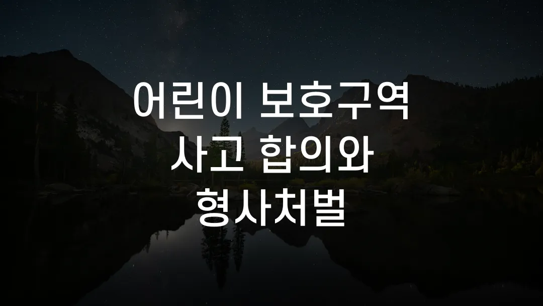 어린이 보호구역 사고 합의와 형사처벌