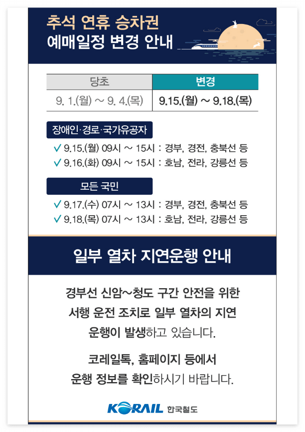 추석 연휴 기차표 예약 방법