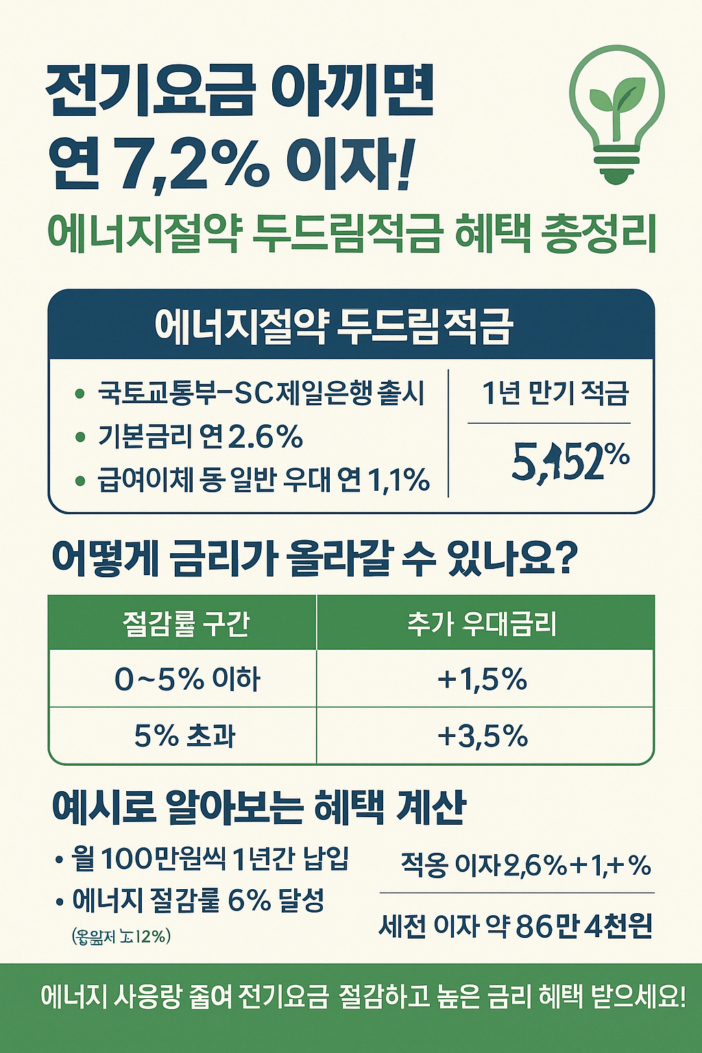 전기요금 아끼면 연 7.2% 이자! 에너지절약 두드림적금 혜택 총정리