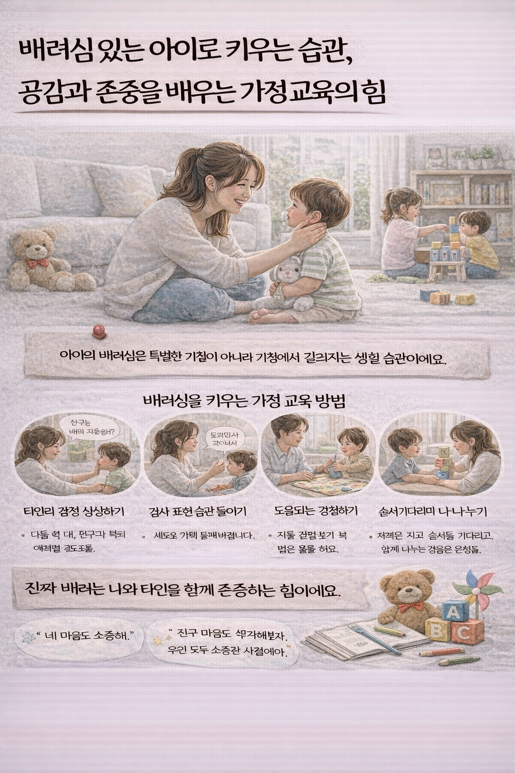 배려심 있는 아이로 키우는 습관, 공감과 존중을 배우는 가정교육의 힘