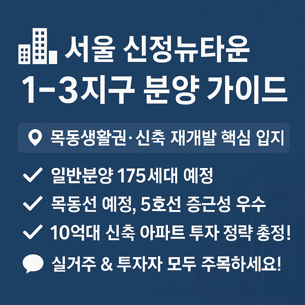 신정뉴타운 1-3지구 신축 분양·투자 완벽 가이드