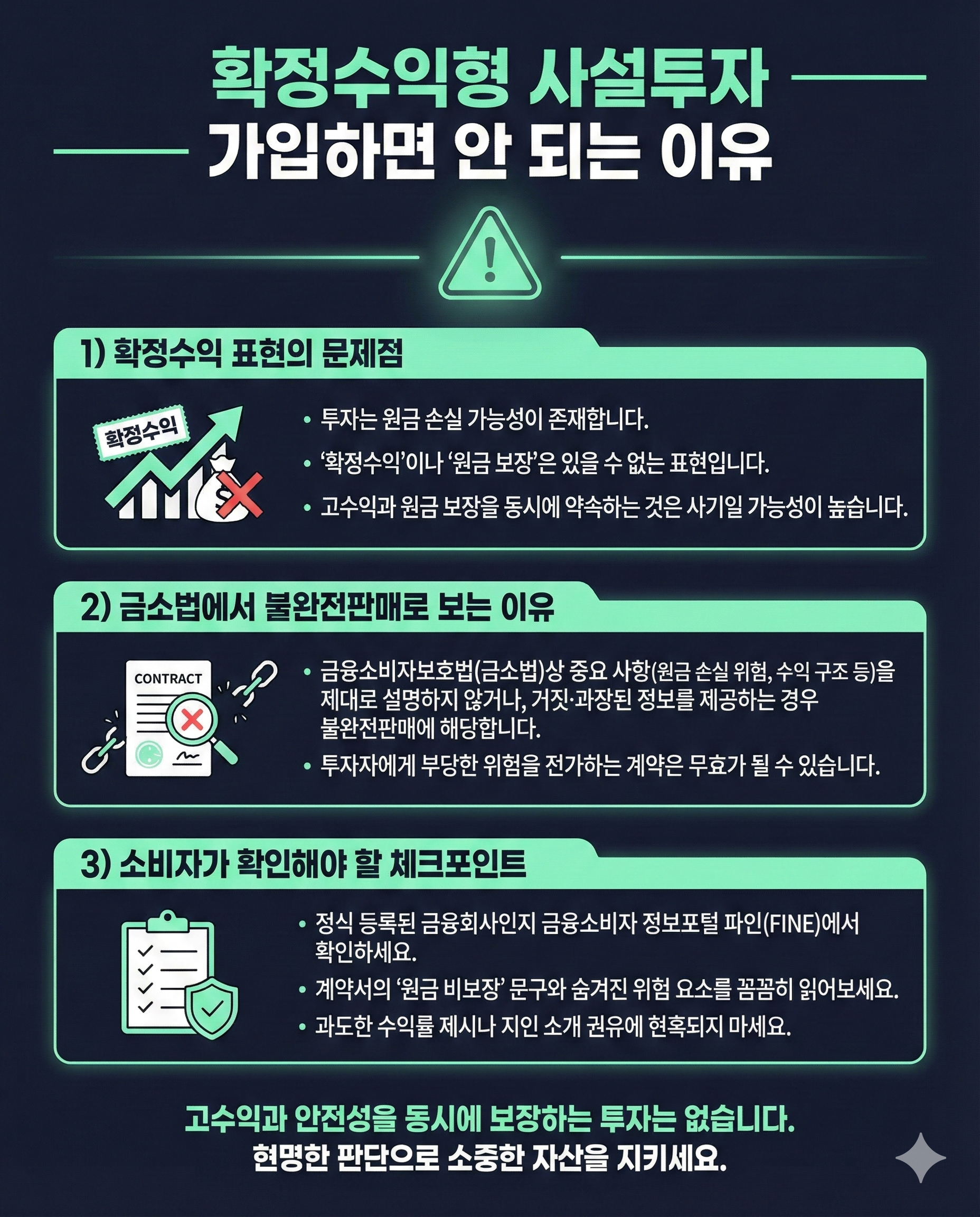 확정수익 사설투자 위험 인포그래픽