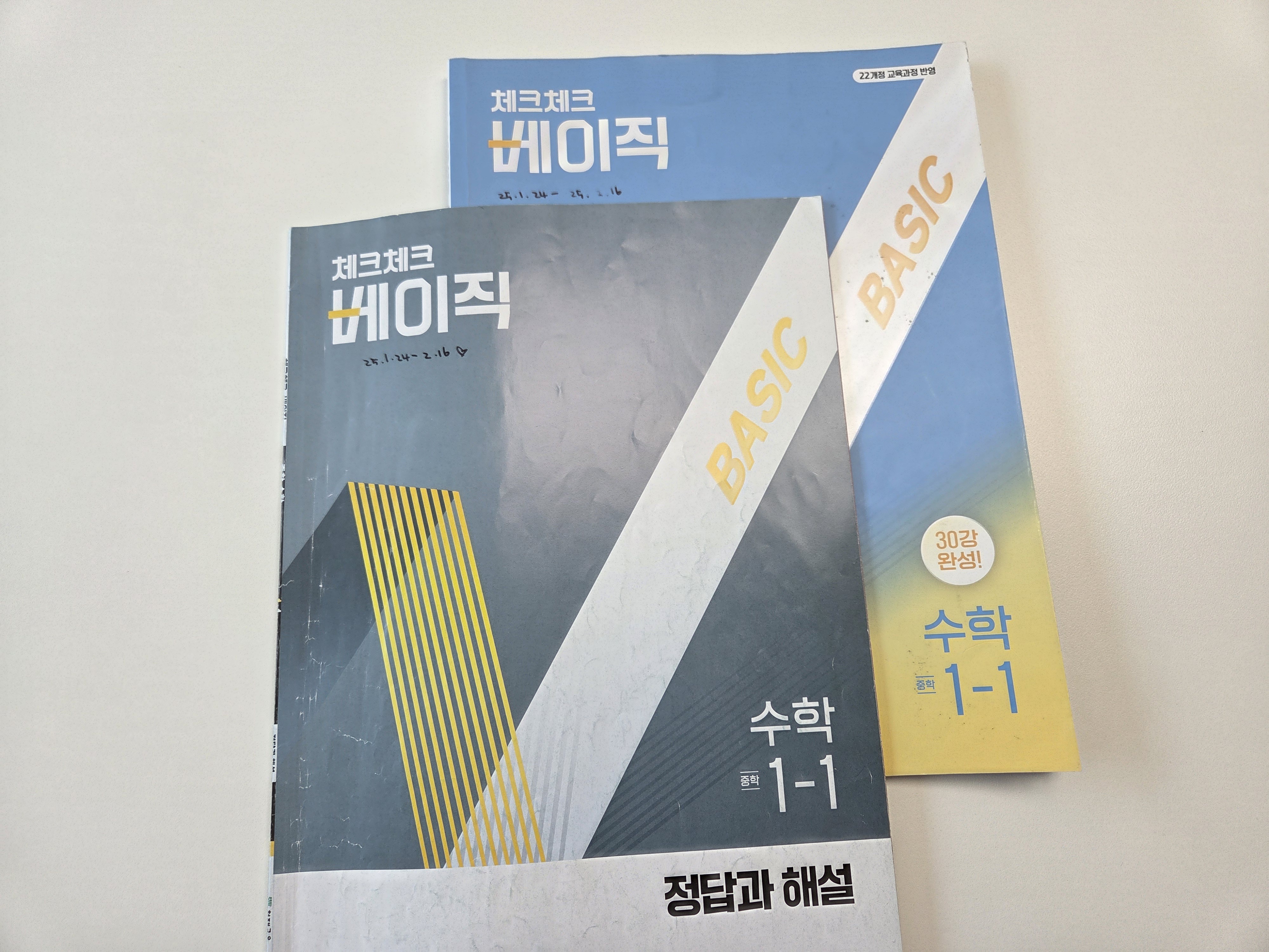 체크체크베이직 1-1 문제집과 해설지 : 많이 봐서 문제집이 금새 닳았어요
