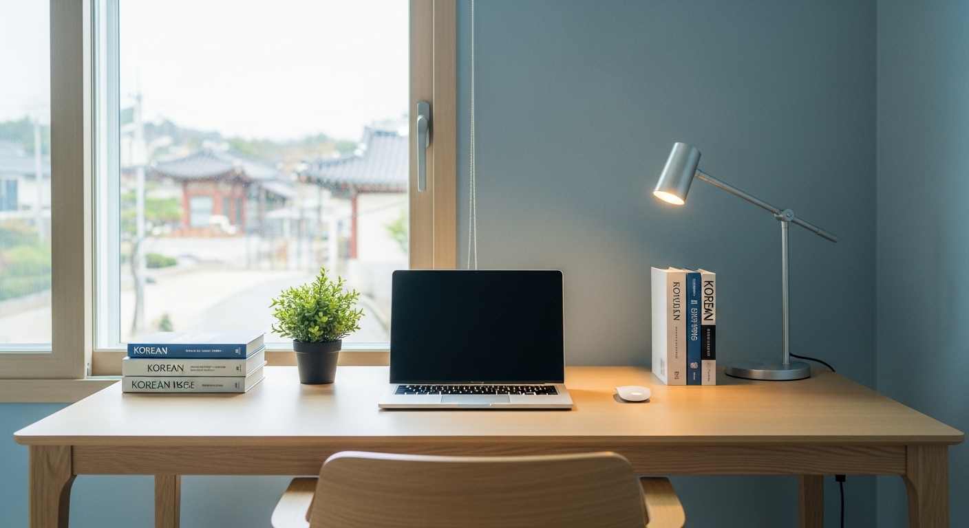 집중력과 학습 효율을 높이도록 잘 정리되고 최적화된 현대 한국인의 학습 공간
