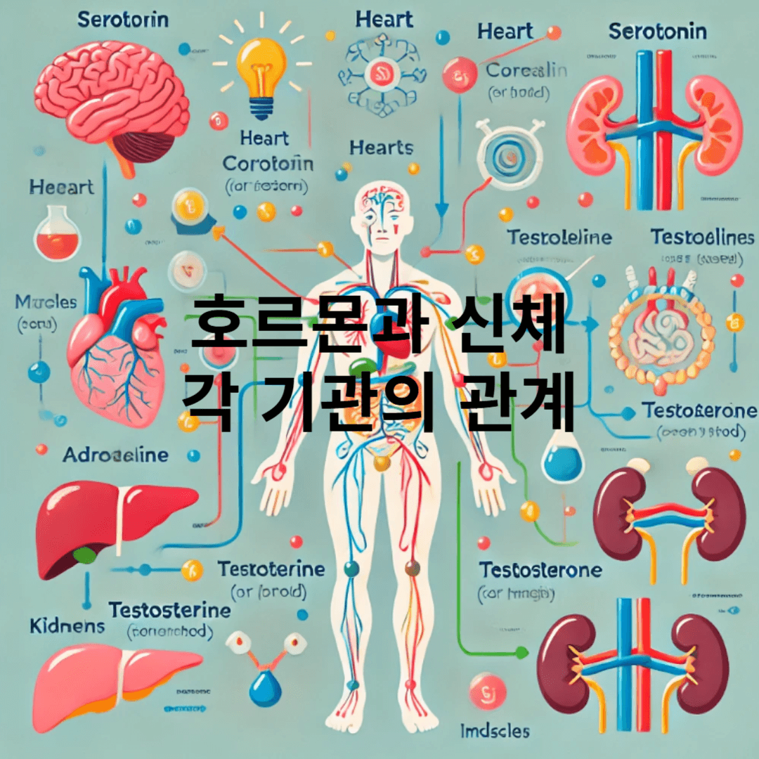 호르몬과 인체의 주요 장기 간의 관계를 보여주는 이미지