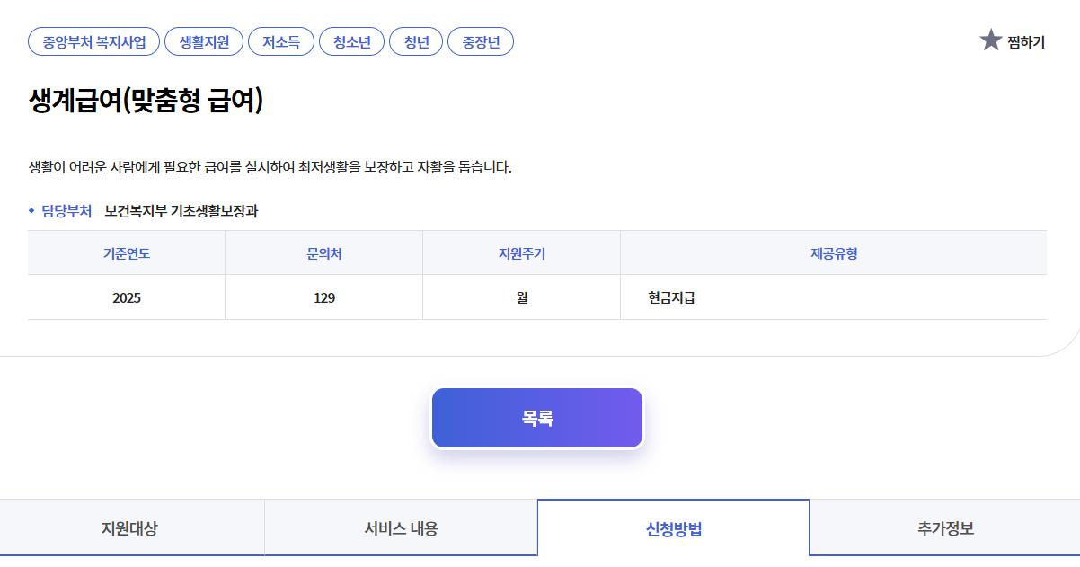 생계급여 신청자격과 신청방법 총정리