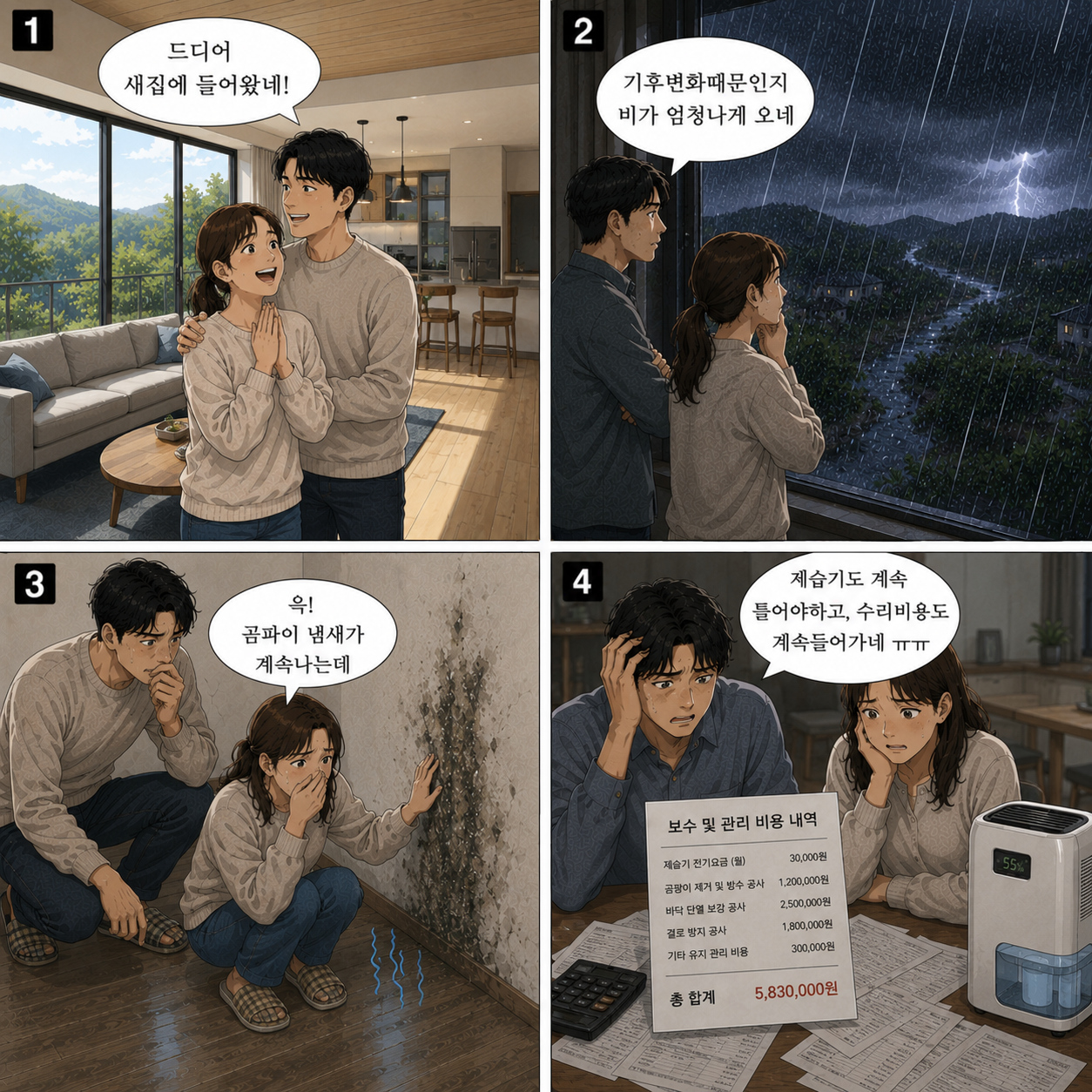 장마철에 체감되는 지하수와 습기문제로 생기는 현상