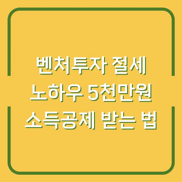 벤처투자 절세 노하우 5천만원 소득공제 받는 법