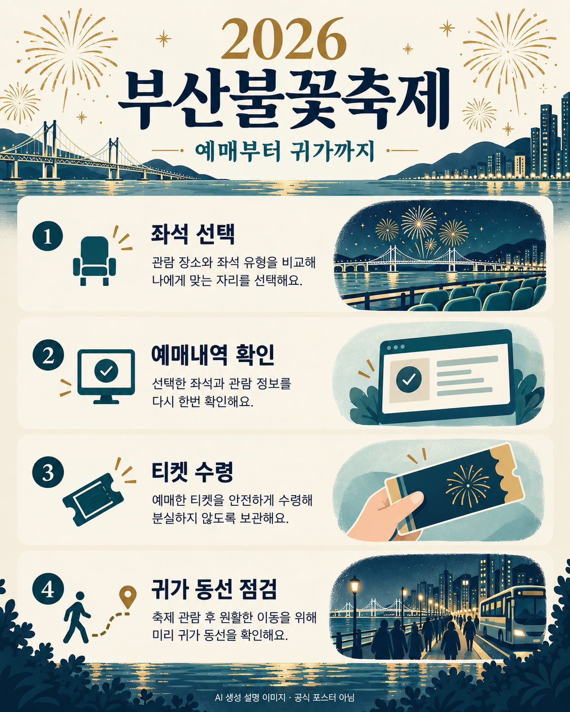 2026 부산불꽃축제 예매 방법, 좌석 선택·티켓 수령·귀가 동선 확인