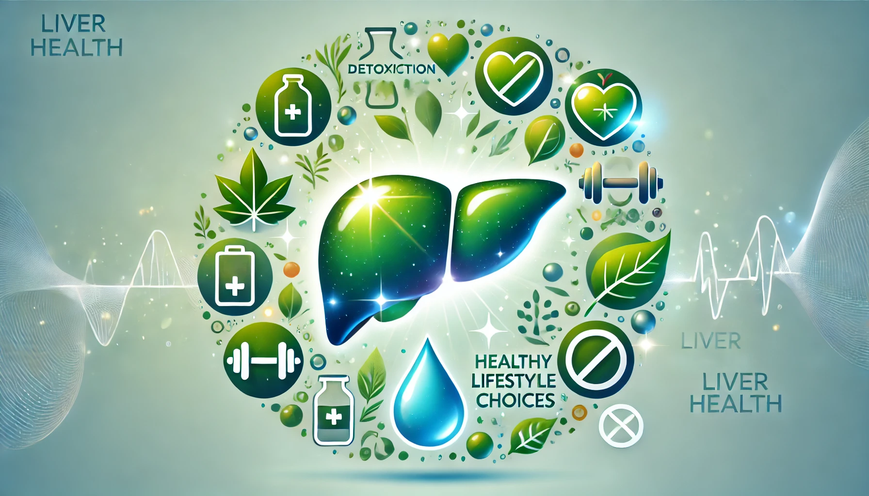 간 건강을 위한 필수 요소들 - 해독과 웰빙의 상징