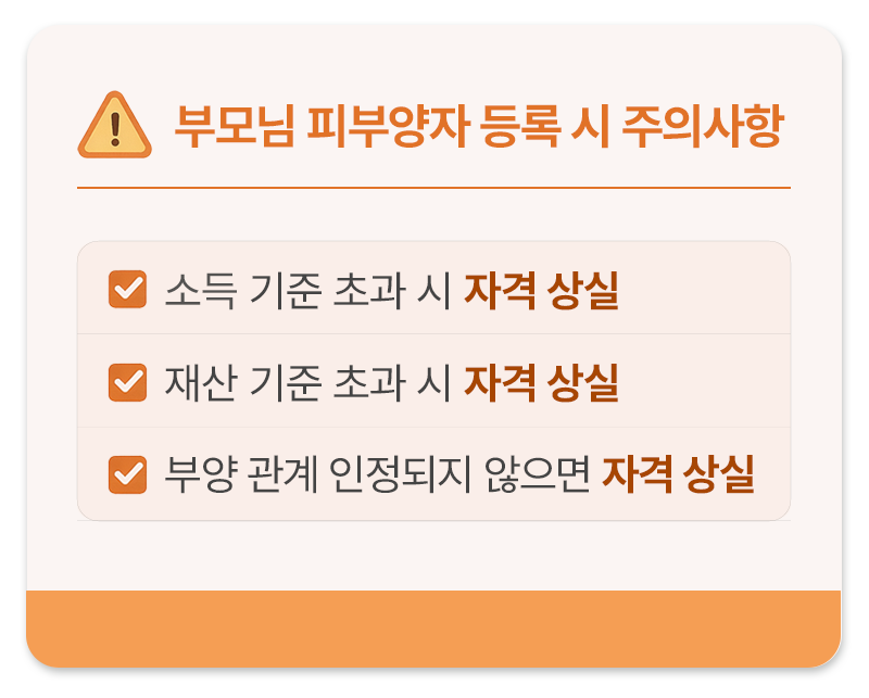 건강보험 부모님 피부양자 자격 상실 되는 경우 요약 카드