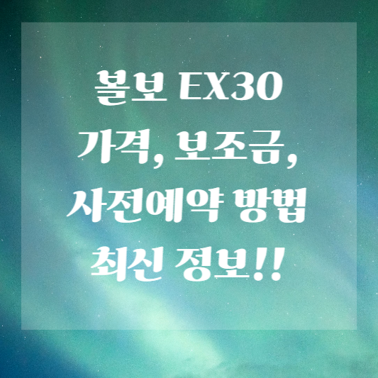 볼보 EX30 가격&#44; 보조금&#44; 사전예약 방법 최신 정보!!